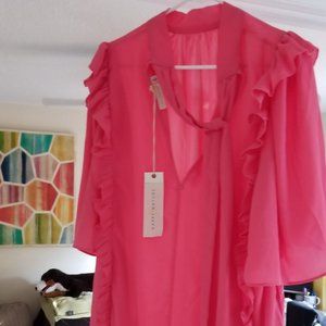 Summer Mid sleeve summer dress w/ neck tie